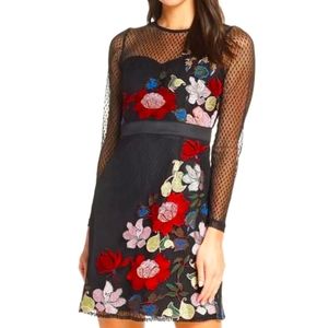 FoxieDox Lana Embroidered Mesh Cocktail Dress Mini